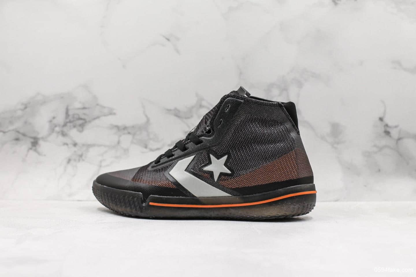 匡威Converse All Star Pro BB Black Silver Orange公司级版本一星箭标原档案数据开发实战篮球鞋 货号：165656C