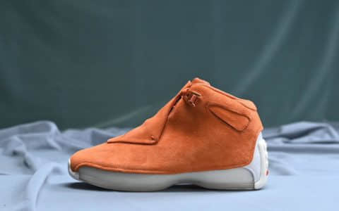 乔丹Air Jordan 18 Orange Suede渠道纯原版本AJ18原厂纯色头层麂皮包裹双层Zoom+双层碳板亮眼鞋垫搭载碳板AJ18实战篮球鞋 货号：AA2494-801