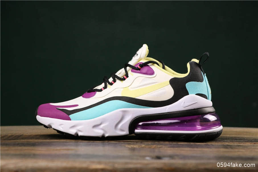 耐克Nike React Air Max 270公司级瑞亚高桥盾网纱系列机能半气垫跑步鞋 货号：AO4971-101