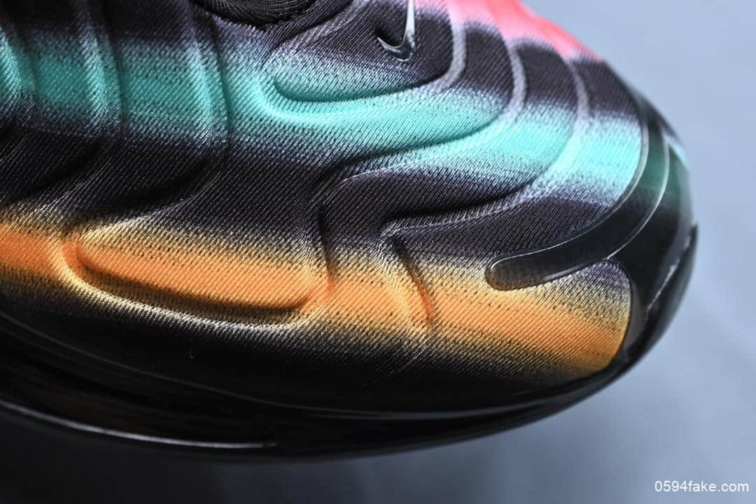 耐克Nike Air Max 720 Black Neon Streaks公司级版本太空大气垫前卫运动慢跑鞋黑极光彩虹条天眼气垫 货号：AO2924-023