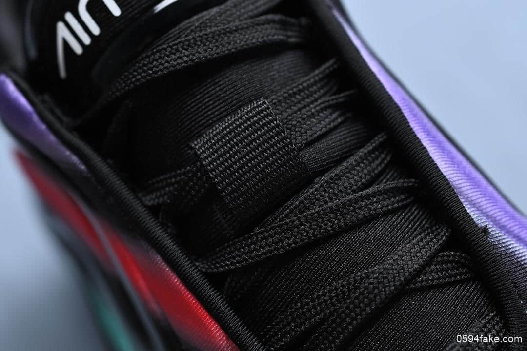 耐克Nike Air Max 720 Black Neon Streaks公司级版本太空大气垫前卫运动慢跑鞋黑极光彩虹条天眼气垫 货号：AO2924-023