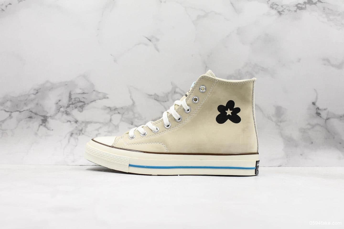 匡威CONVERSE GOLF le FLEUR TTC小花六代联名款真标硫化高品质蓝色软底虎扑版本休闲时尚高帮鞋 货号：163168C