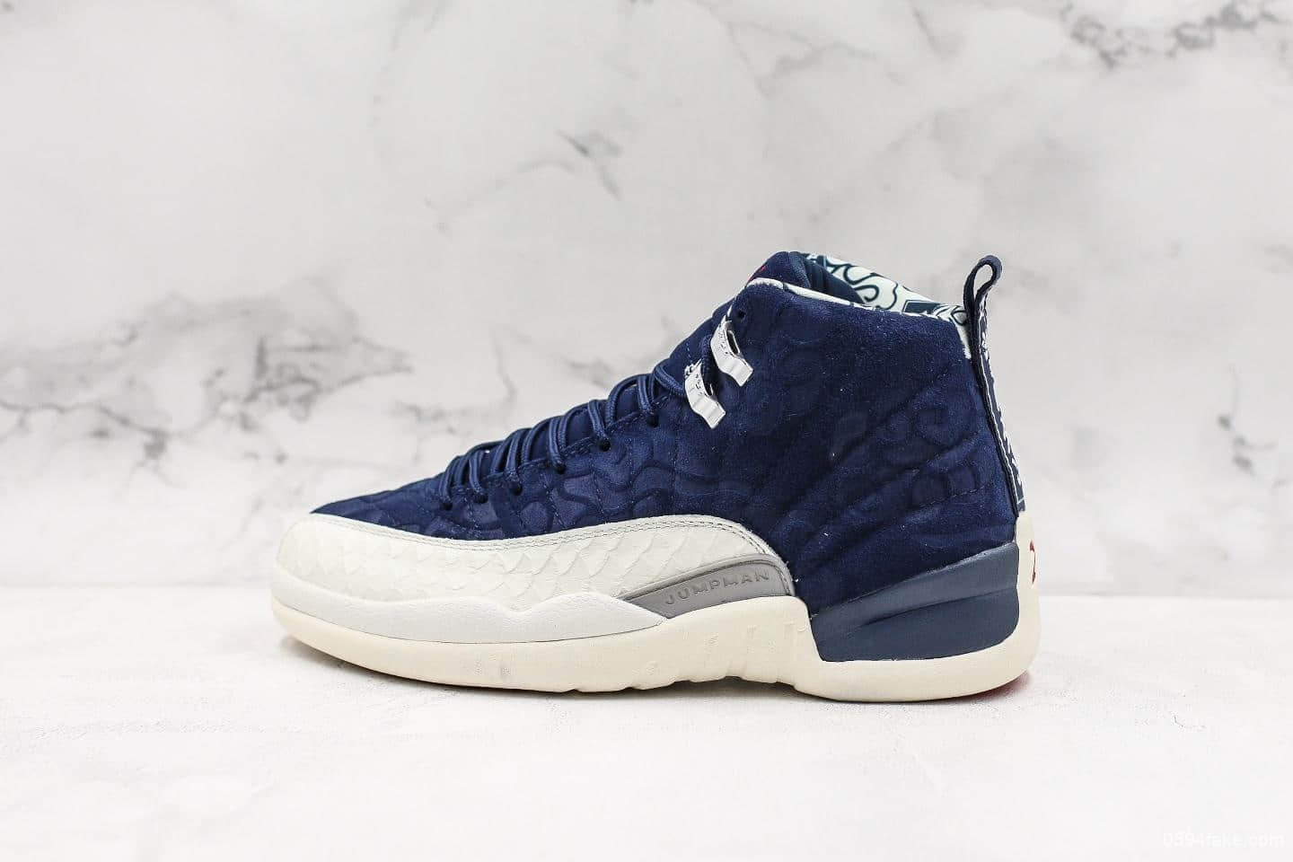 耐克Nike Air Jordan 12 Retro PRM International Flight东瀛之旅云纹纯原版本AJ12乔丹12代真标原盒原底原面头层麂皮正确版型市面最高版本 货号：BV8016-445