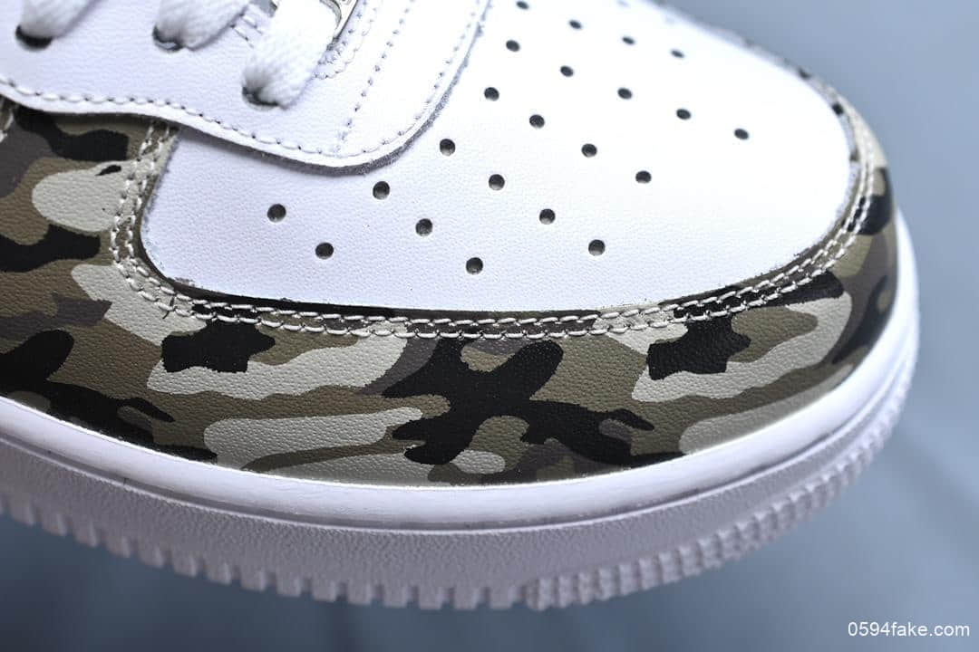 耐克Nike Air Force 1 Mid LV8 CAMO纯原版本空军一号经典中帮百搭休闲运动板鞋皮黑白绿迷彩纹 货号：19304-003