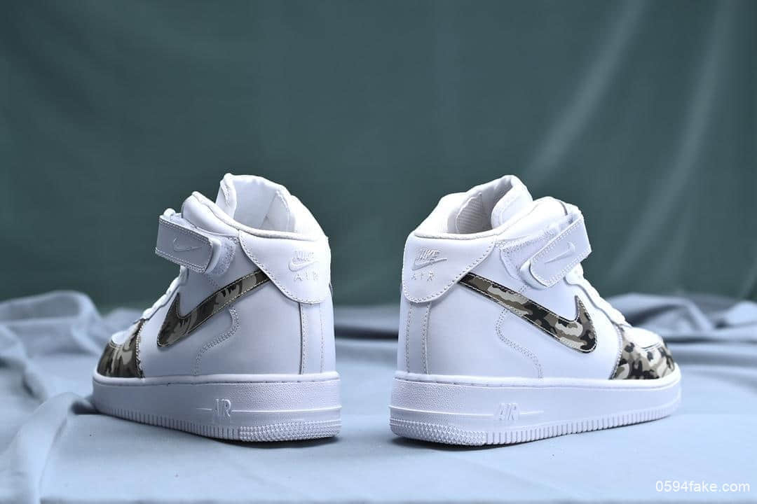 耐克Nike Air Force 1 Mid LV8 CAMO纯原版本空军一号经典中帮百搭休闲运动板鞋皮黑白绿迷彩纹 货号：19304-003