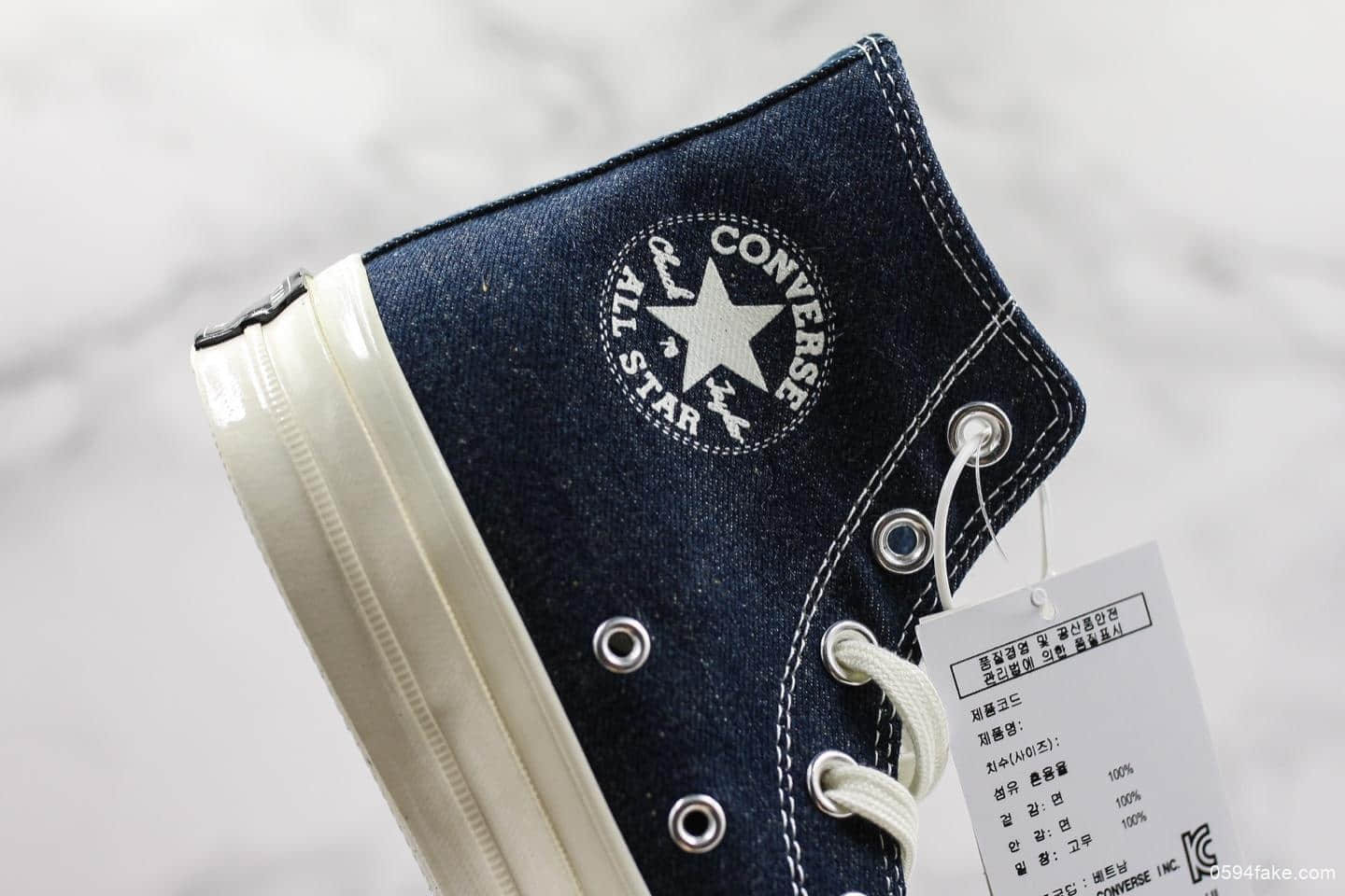 匡威Converse Chuck Taylor All Star 1970 OX Light denim blue真标硫化蓝底双围条版本复古三星标高帮运动硫化板鞋深蓝丹宁牛仔 货号：165647C