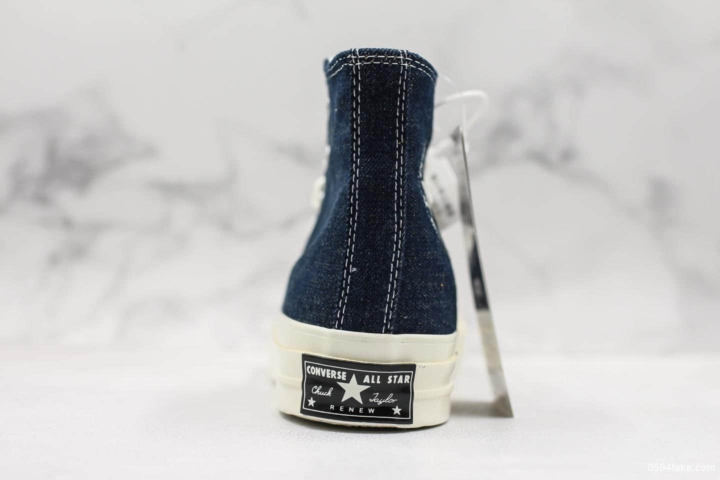 匡威Converse Chuck Taylor All Star 1970 OX Light denim blue真标硫化蓝底双围条版本复古三星标高帮运动硫化板鞋深蓝丹宁牛仔 货号：165647C