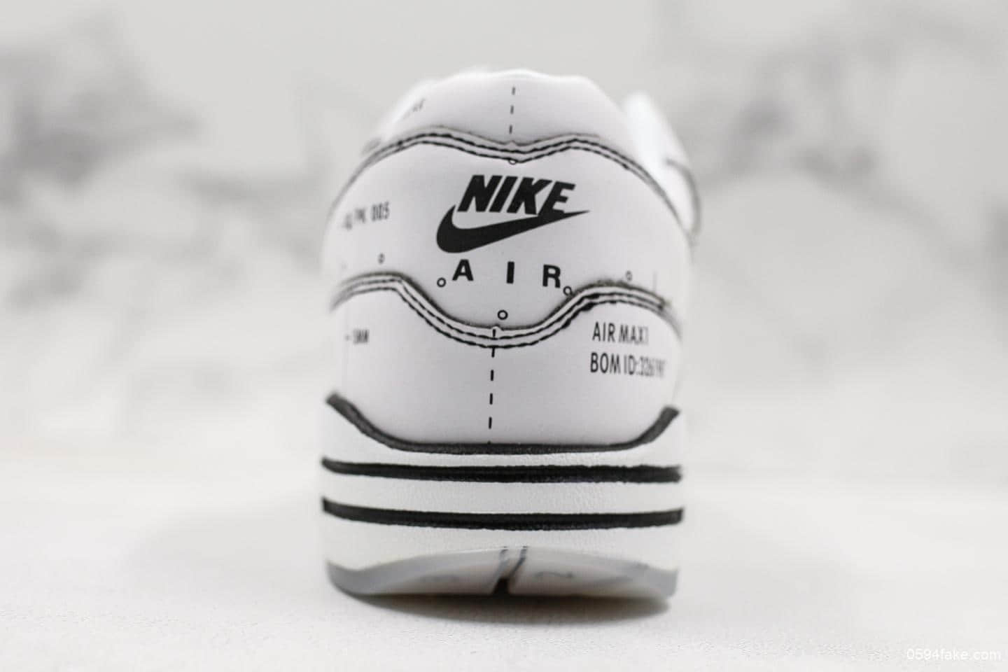 耐克Nike Air Max 1 Sketch Schematic联名款公司级手绘涂鸦小气垫手稿二次元黑线描绘小气垫运动潮鞋 货号：CJ4286-100