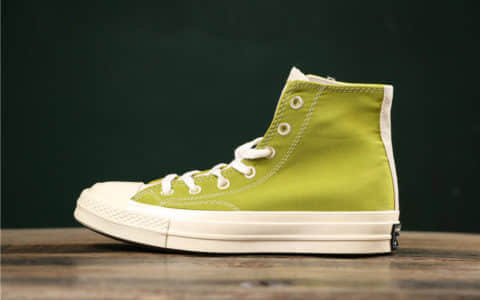 匡威Converse Chuck Taylor All Star 1970 Renew Initiative Hi真标硫化蓝底复古三星标高帮运动硫化板鞋牛油果绿 货号：165421C