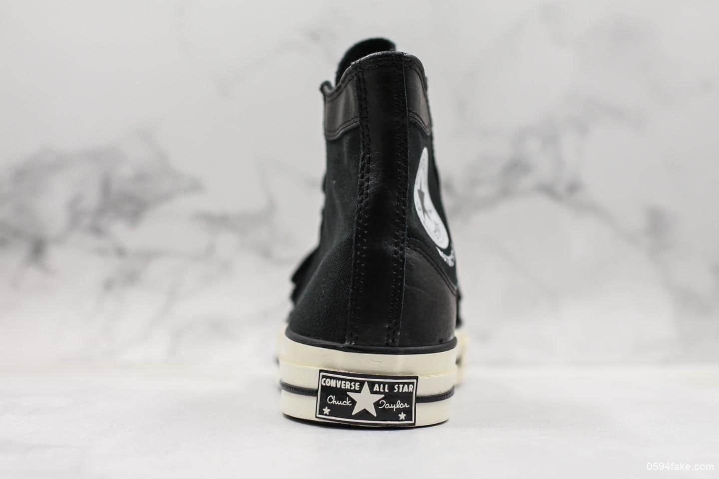 匡威Neighborhood x Converse Chuck Taylor 70s Hi联名款高帮硫化板鞋魔术贴高黑白真标品质明星同款 货号：158602C