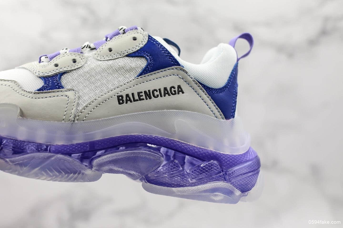 巴黎世家Balenciaga Triple S二代纯原版本氮气组合大底水晶底紫色原厂材料新款气垫鞋