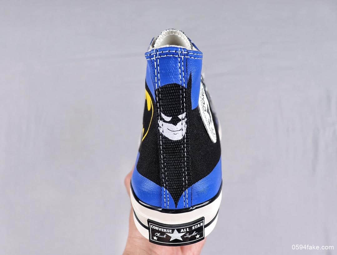 匡威联名款DC Comics x Converse Chuck Taylor 1970s真标硫化蓝底版本正义联名系列蝙蝠侠2.0三星标高帮帆布鞋