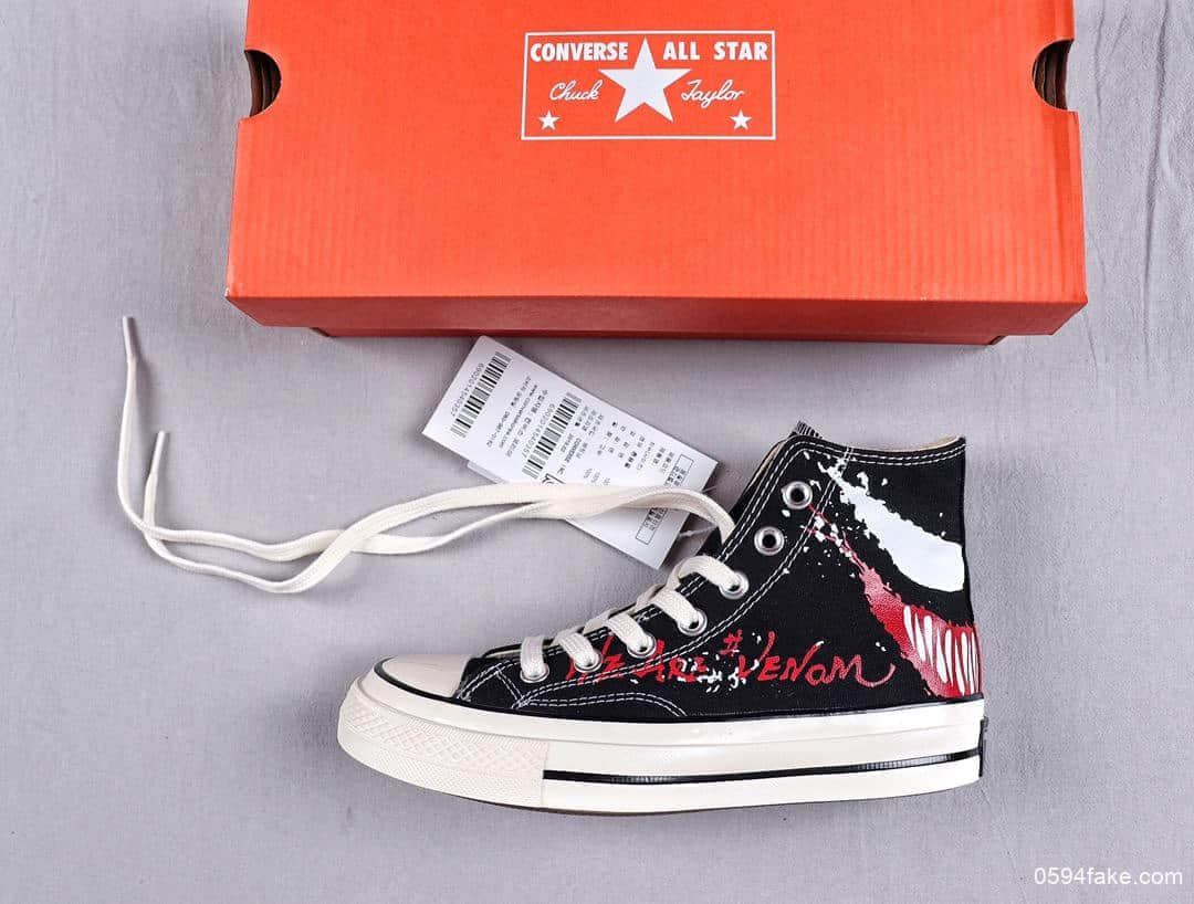 匡威Converse Chuck Taylor All Star 1970 Hi venom漫威毒液联名款高帮硫化休闲运动板鞋原盒真标男女鞋真标硫化工艺