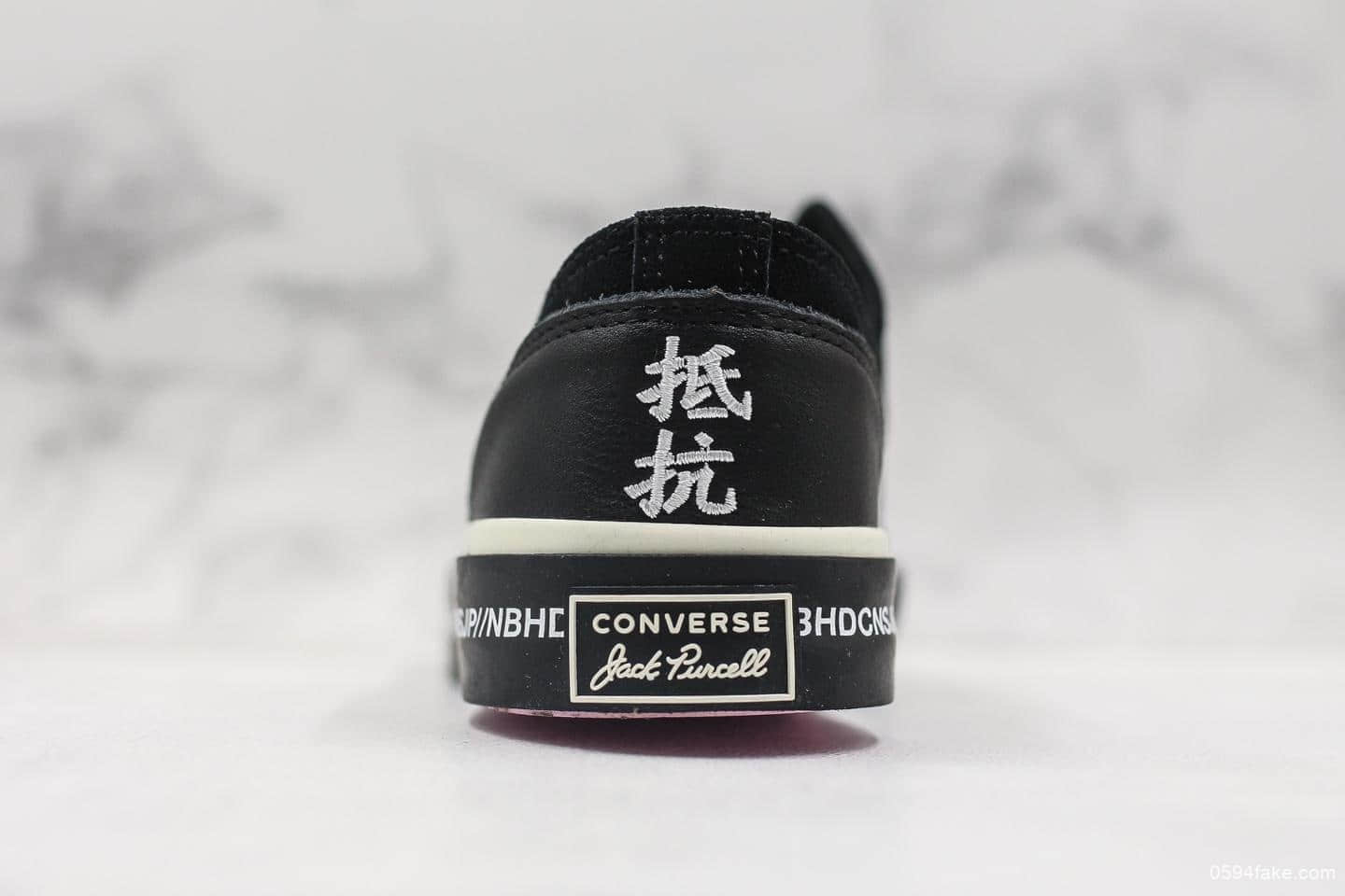 匡威NEIGHBORHOOD x Converse Jack Purcell“抵抗”公司级带半码 货号：165604C