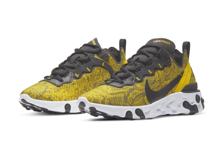 Nike React Element 55释出新配色！黄色蛇皮纹印花神秘奢华！