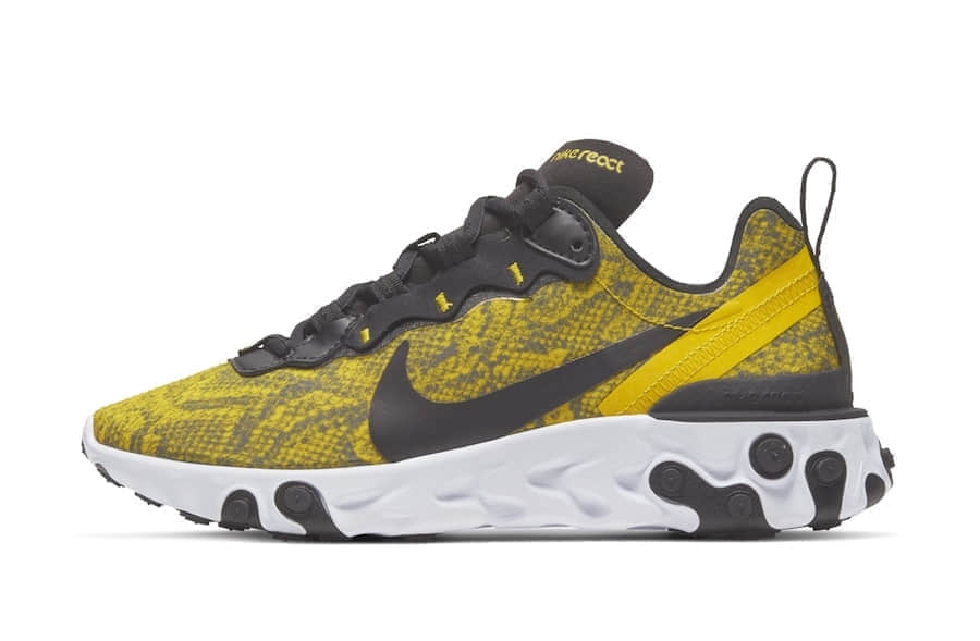 Nike React Element 55释出新配色！黄色蛇皮纹印花神秘奢华！