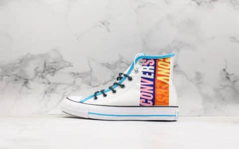 匡威Converse Chuck Taylor AII Star蓝白彩色字母涂鸦帆布鞋公司级带半码 时尚潮人必备单品 货号：164091C