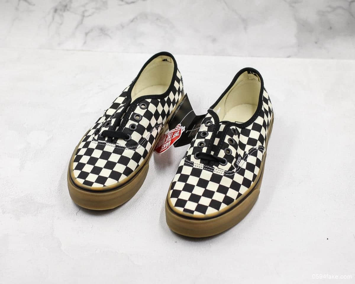 万斯Vans Authentic黑白棋盘格真标带半码 休闲帆布板鞋真标硫化大底 货号：VN0004MKIBB