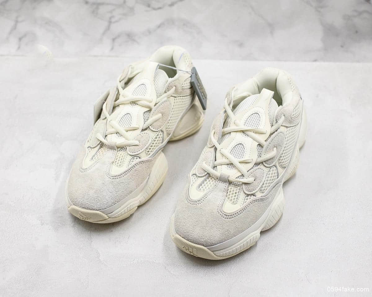 阿迪达斯Adidas Yeezy 500 “Bone White”骨白OG纯原带半码 复古老爹鞋 进口皮料原厂阵线 货号：FV3573