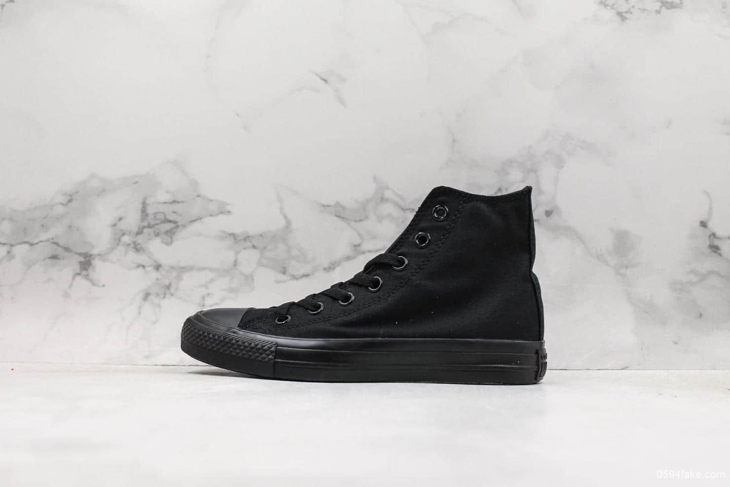 匡威Converse Chuck Taylor All Star Core Hi黑色高帮帆布鞋真标带半码原盒原标原厂硫化楦型 货号：1Z588