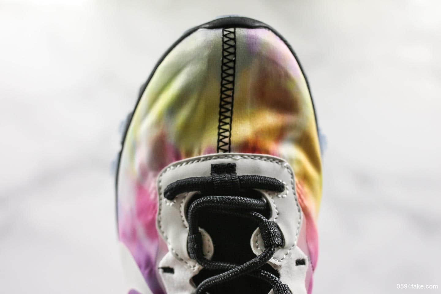耐克Nike React Element 55 PRM SU19“Tie Dye”高桥盾联名彩虹炫彩扎染跑鞋公司级带半码原厂韩国进口纱网 货号：CJ6896-901