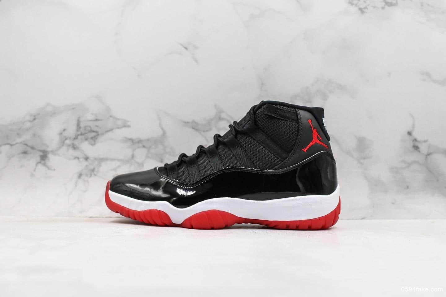 乔丹Air Jordan 11 “Bred”黑红纯原带半码台湾进口原装皮料元年配色经典复刻 货号：378037-061