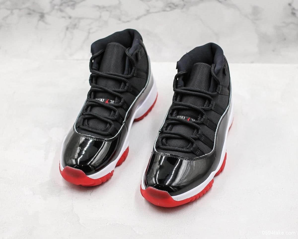 乔丹Air Jordan 11 “Bred”黑红纯原带半码台湾进口原装皮料元年配色经典复刻 货号：378037-061