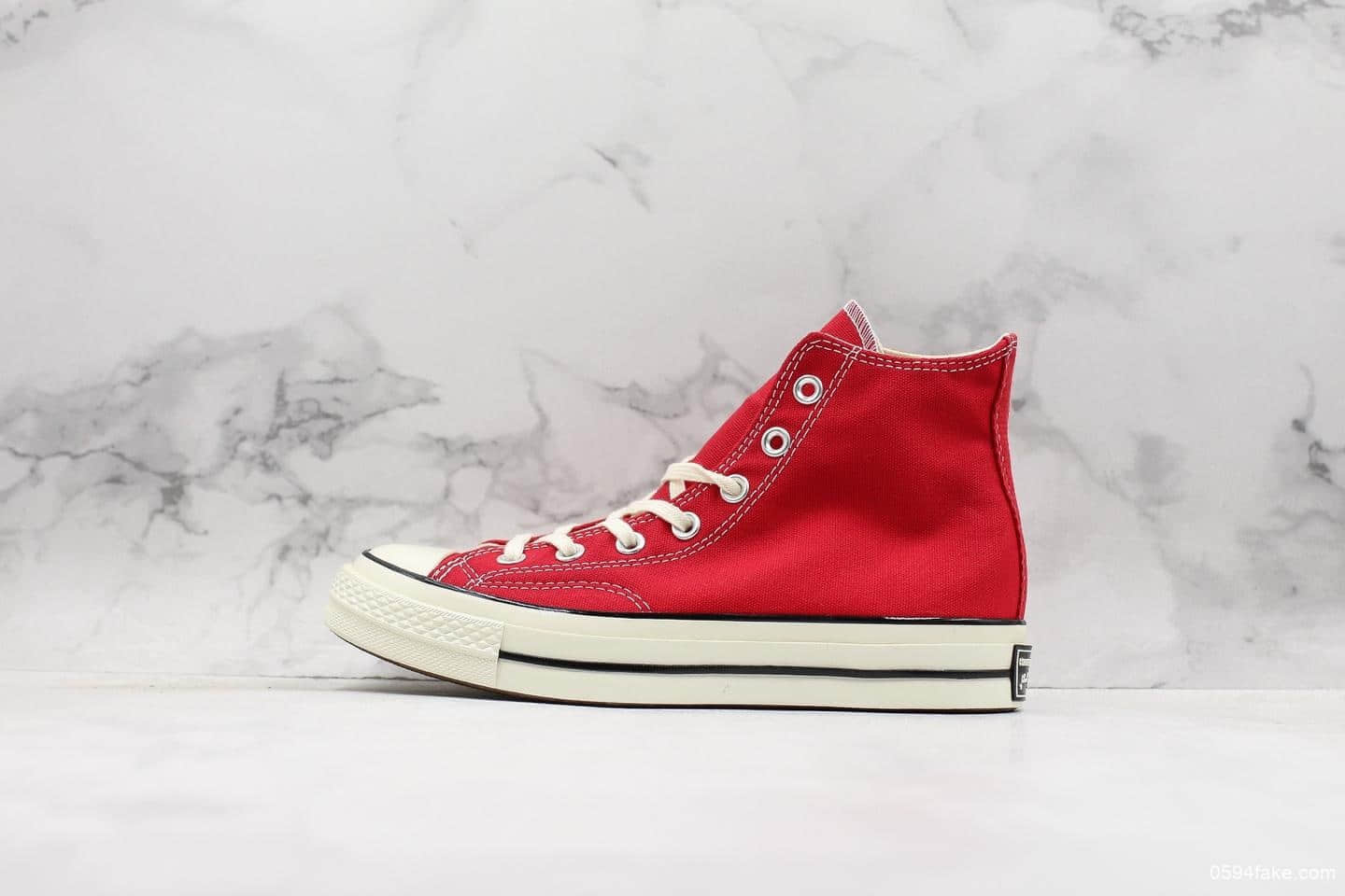 匡威Converse Chuck 1970s高帮帆布鞋大红色公司级带半码复古三星标正确软底蓝底 货号：164944C