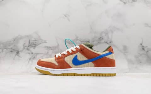 耐克Nike SB Dunk Low Corduroy Dusty公司级版本扣篮系列低帮经典百搭休闲运动板鞋灯芯绒橙蓝 货号：BQ6817-201