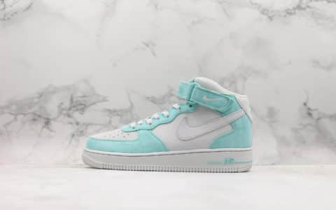 耐克Nike Air Force 1 mid 19S Tiffany纯原版本中帮蒂芙尼绿翻毛皮鞋面区别市面通货版本 货号：596728-301