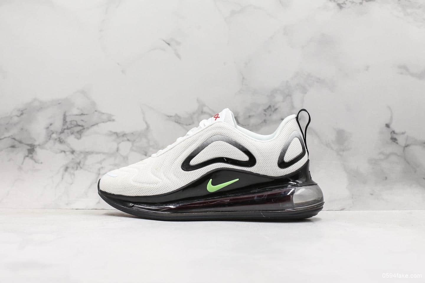 耐克Nike Air Max 720 White Black Volt公司级版本太空大气垫前卫运动慢跑鞋白黑草绿红 货号：CJ4584-100