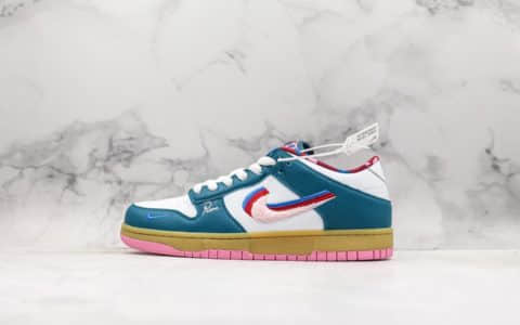 耐克Parra x Nike SB Dunk Low蓝粉色纯原版本带半码原盒原标 货号：CN4504-105