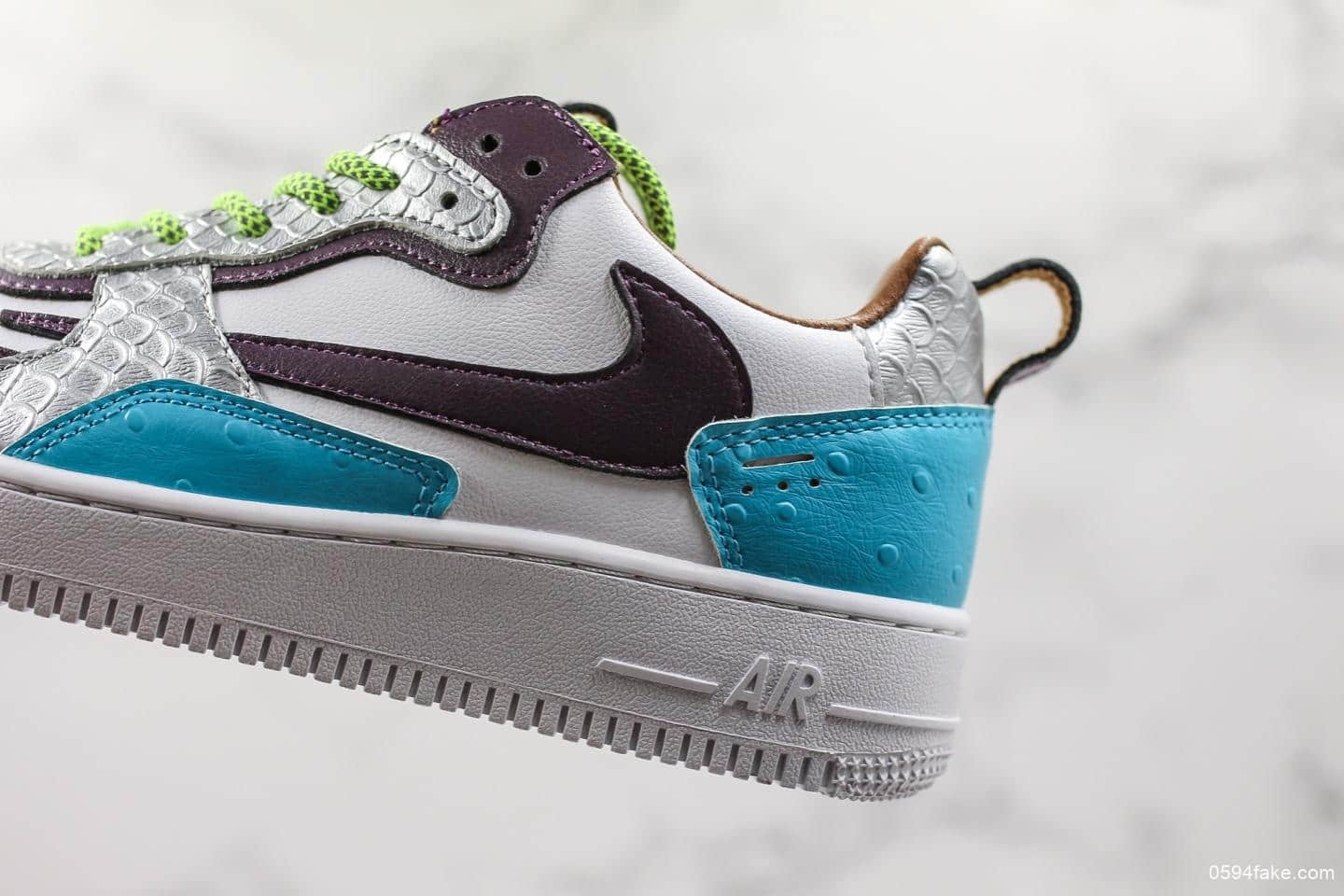 耐克Nike Air Force 1´07 Low Premium AC Travis Scott纯原版本空军一号经典百搭休闲运动板鞋白浅兰深紫反钩 货号：630939-208