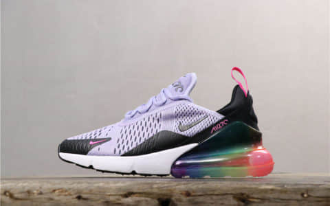 耐克Nike Air Max 270 BETRUE公司级版本270半掌大气垫减震耐磨镭射网眼紫彩虹休闲运动鞋 货号：AR0344-500