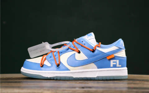 耐克OFF-WHITE x Futura x Nike Dunk公司级版本三方联名低帮AJ1北卡蓝配色 货号：BQ6817-099