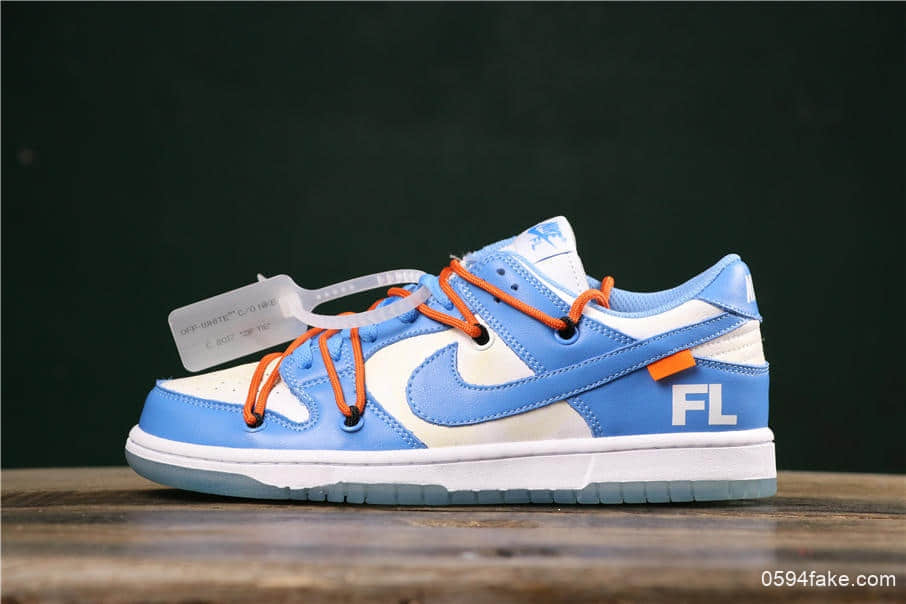 耐克OFF-WHITE x Futura x Nike Dunk公司级版本三方联名低帮AJ1北卡蓝配色 货号：BQ6817-099