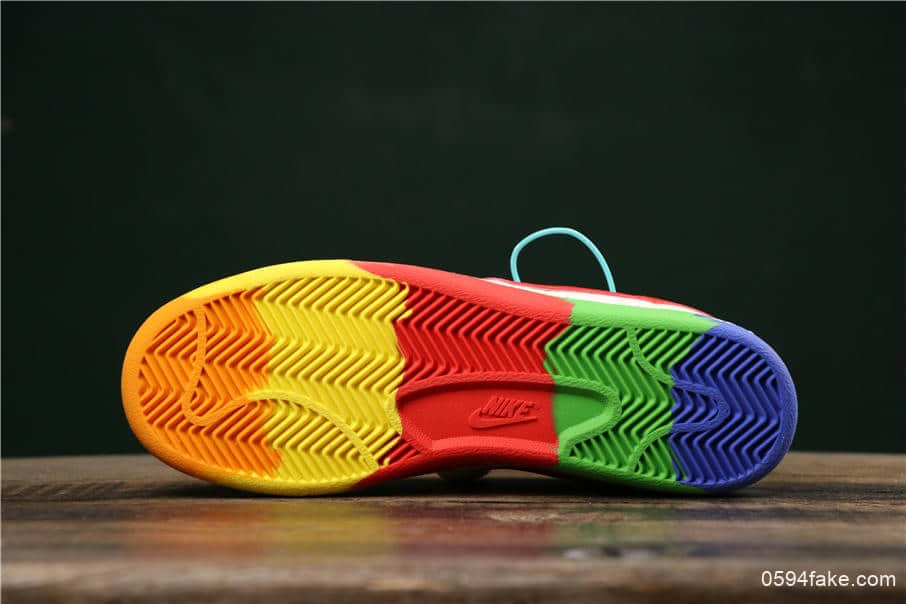 耐克Nike Blazer Bruin Low QS彩虹底米白纯原版本内置Zoom气垫低帮开拓者休闲板鞋 货号：AA1057-106