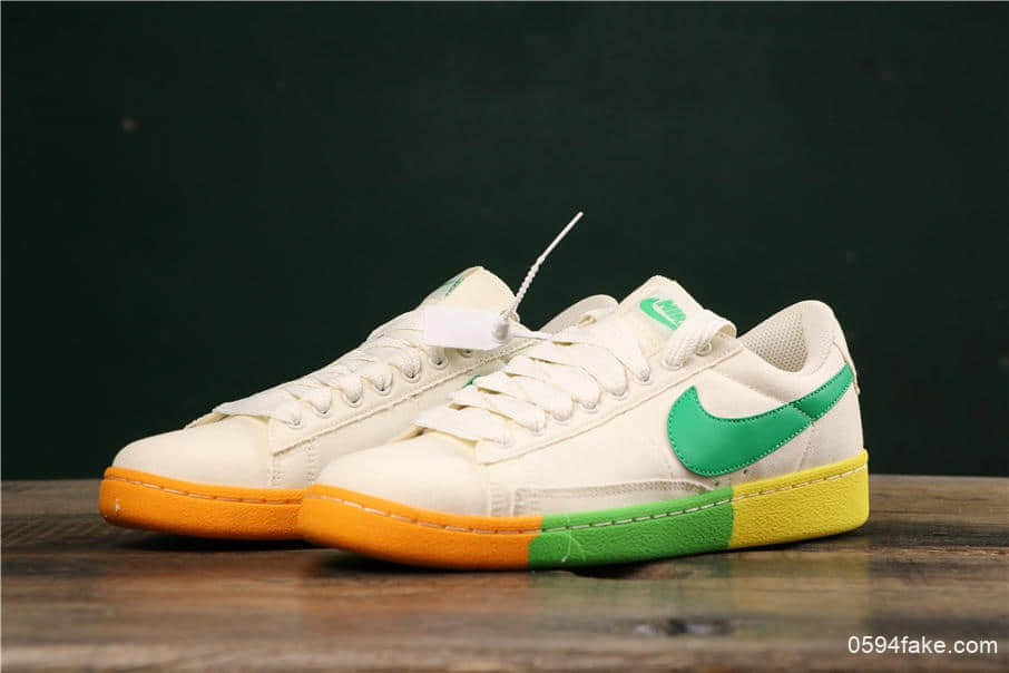 耐克Nike Blazer Bruin Low QS公司级版本彩虹果冻底低帮帆布休闲板鞋 货号：AA1057-103