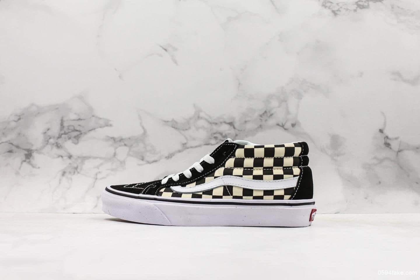 万斯Vans Sk8-Mid中帮棋盘格真标硫化工艺原厂ICC钢印原盒原标 货号：VN0A391FQXH