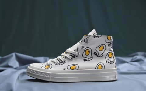 匡威Converse Chuck Taylor Allstar 1970s HI Cerasus pseudocerasus网红荷包蛋真标硫化蓝底经典三星标休闲板鞋 货号：162079C