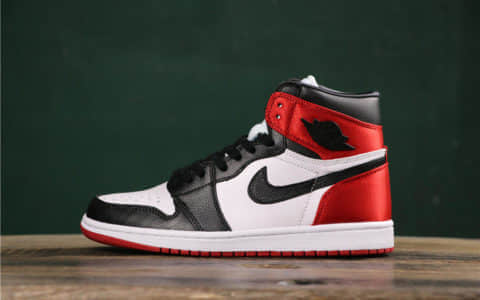 乔丹Air Jordan 1 Satin WMNS Black Toe原厂复刻AJ1丝绸扣碎TOP纯原版本丝绸黑脚趾 货号：CD0461-016