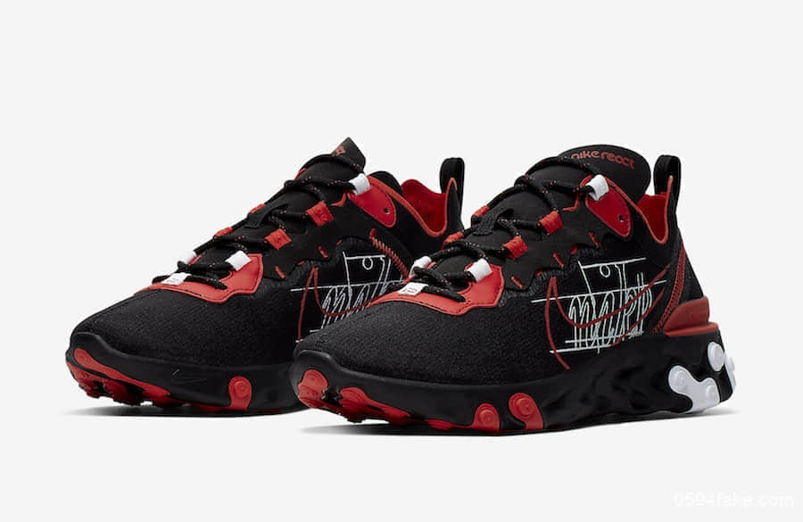 手稿风再度来袭！Nike React Element 55“Script Swoosh”预计将于8月10日发售！ 货号：CK9285-001