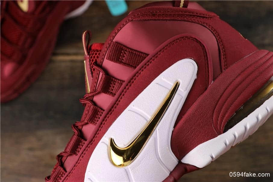 耐克Nike Air Max Penny DB哈达威便士一代酒红白金钩公司级带半码 复古文化篮球鞋情怀战靴 货号：685153-601