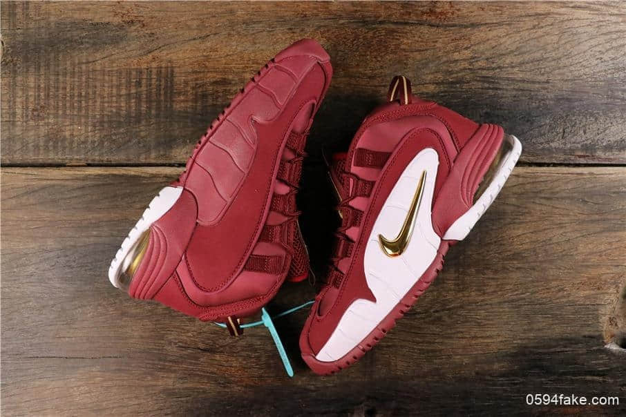 耐克Nike Air Max Penny DB哈达威便士一代酒红白金钩公司级带半码 复古文化篮球鞋情怀战靴 货号：685153-601