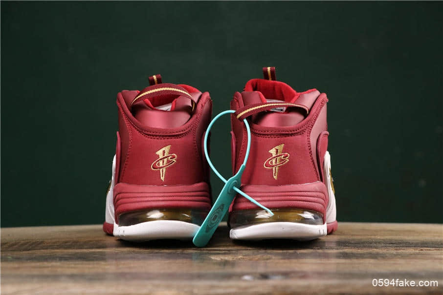 耐克Nike Air Max Penny DB哈达威便士一代酒红白金钩公司级带半码 复古文化篮球鞋情怀战靴 货号：685153-601