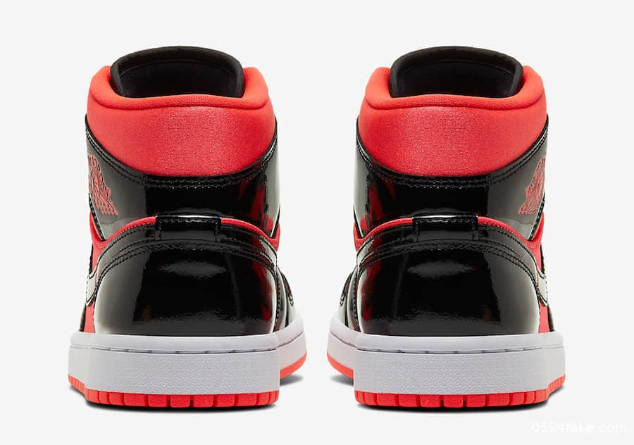 热情似火的Hot punch鞋面搭配亮黑色漆皮！这双Air Jordan 1 Mid就一个字：酷！ 货号：BQ6472-600