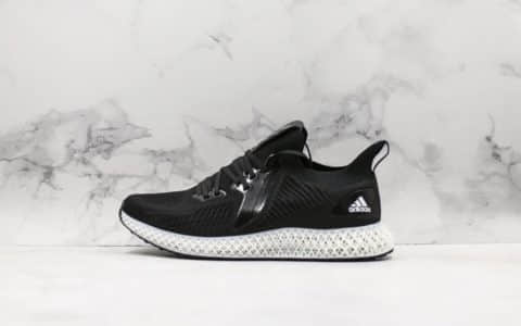 阿迪达斯adidas Alphaedge 4D 2.0 Future M纯原版本4D打印技术阿尔法针织呼吸面套脚休闲运动慢跑鞋黑压纹白底 货号：EF3462