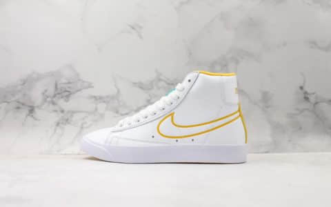 耐克Nike W Blazer Mid ‘77 Vntg WE Suede公司级高帮开拓者彩白黄镭射鞋垫搭配后跟like Zoom Air气垫 货号：CJ3643-100