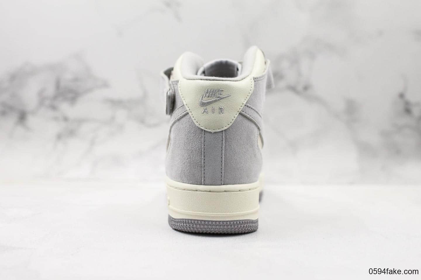 耐克NIKE AIR Force1 mid Premium纯原版本空军一号中帮全新灰老鼠配色休闲板鞋内置气垫原盒原标 货号：596728-307