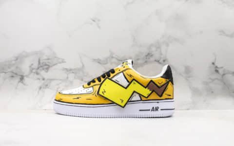 耐克NIKE AIR FORCE 1 07 SE纯原版本藤原浩闪电联名黄色皮卡丘耐克空军一号高帮板鞋头层牛巴皮材质内置气垫 货号：AO9822-100